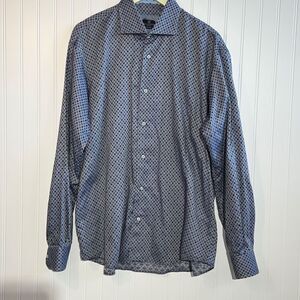 Canaletto Made In Italy Button Up Dress Shirt Blue Dot Cotton XL